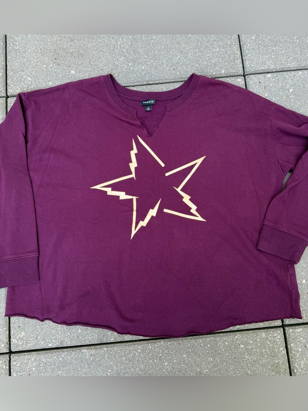 Torrid 2X Lightning Star Cozy Fleece Split Neck Crop Sweatshirt Purple